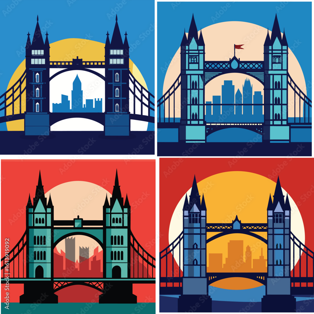 Naklejka premium Bridge line art vector image design 