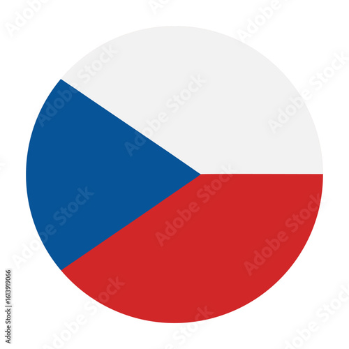 circular czech republic national flag icon with blue triangle and red white