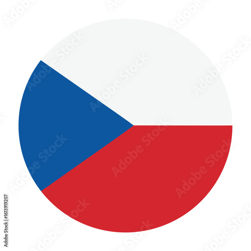 circular czech republic national flag icon with blue triangle and red white