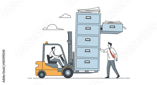 Efficiently organizing stored documents with forklift loaders and expert assistance for business operations