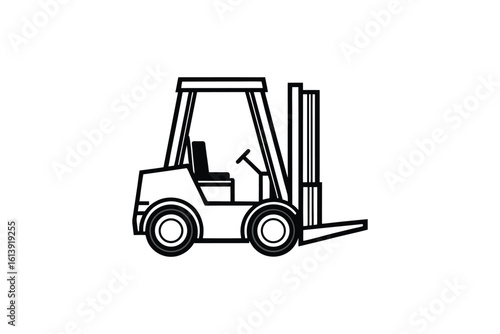 Forklift Truck Silhouette A Black and White Illustration of Industrial Equipment for Logistics and Construction silhouette
