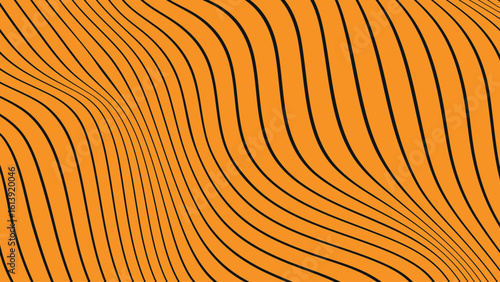Psychedelic 70s style abstract background in horizontal and vertical format featuring colorful wave patterns in black and whate, yellow, and rainbow retro mod aesthetic