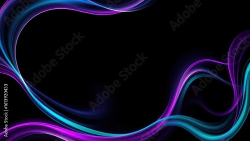 Abstract wave lines pattern dynamic colorful light flowing isolated on black background. concept of music, party, technology, modern. Abstract flowing wavy lines. Colorful dynamic wave