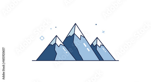 Majestic snow-capped mountain peaks illuminated by celestial bodies amidst a clear sky