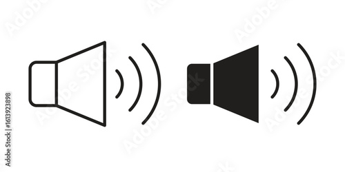 Volume icon flat and stroke style pack on white background. Vector illustrations