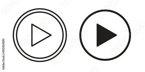 Play icon flat and stroke style pack on white background. Vector illustrations