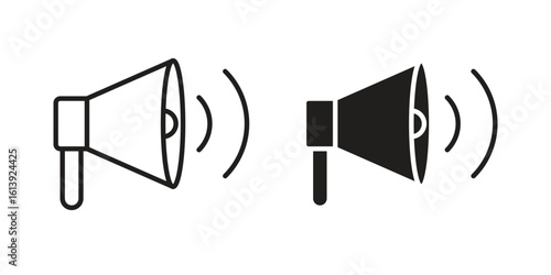 Megaphone icon flat and stroke style pack on white background. Vector illustrations