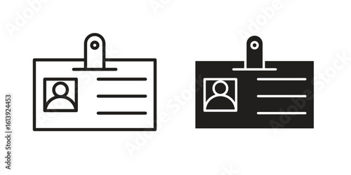 ID badge icon flat and stroke style pack on white background. Vector illustrations