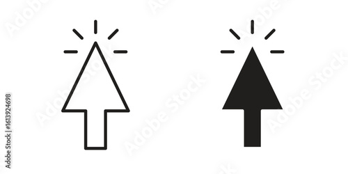 Cursor icon flat and stroke style pack on white background. Vector illustrations