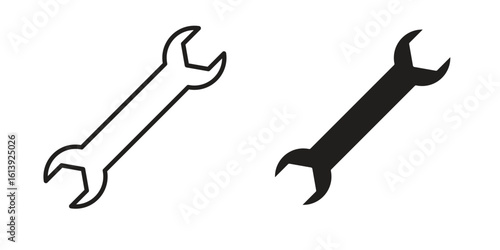 Wrench icon flat and stroke style pack on white background. Vector illustrations