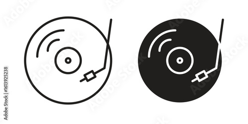 Vinyl icon flat and stroke style pack on white background. Vector illustrations
