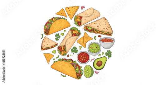Delicious and authentic mexican food assortment with fresh ingredients and vibrant flavors perfect for any celebration