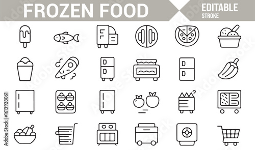 Frozen Food Icons for Retail, Packaging, and Grocery Industry Designs