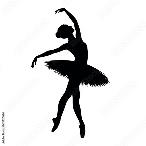 Elegant Ballerina Silhouette Performing a Graceful Dance on Stage with Precision and Poise in a Captivating Performance Art Form