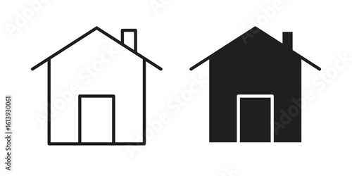 Home icon flat and stroke style pack on white background. Vector illustrations