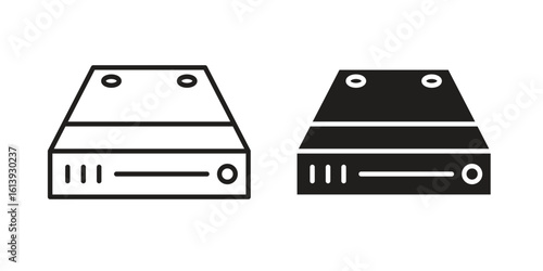 Hard Disk icon flat and stroke style pack on white background. Vector illustrations