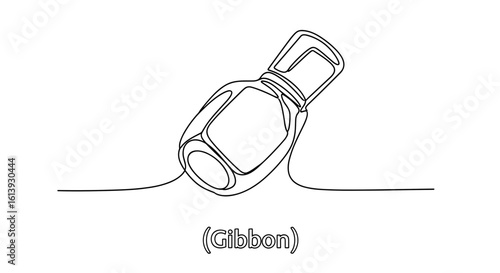 Simple illustration of a gibbon hanging on a vine  