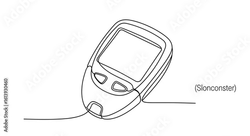 Electronic measuring device with buttons and screen in outline style  