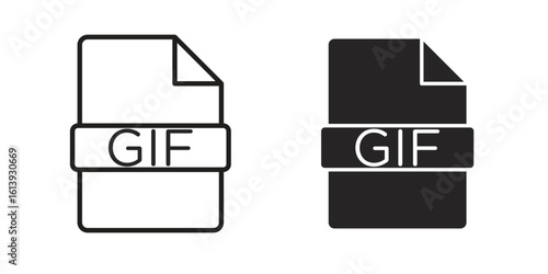 Gif icon flat and stroke style pack on white background. Vector illustrations