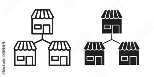 Franchise icon flat and stroke style pack on white background. Vector illustrations