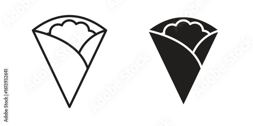 Crepe icon flat and stroke style pack on white background. Vector illustrations