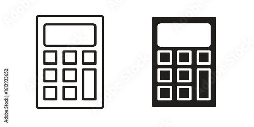 Calculator icon flat and stroke style pack on white background. Vector illustrations