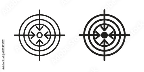 Bullseye pointer icon flat and stroke style pack on white background. Vector illustrations