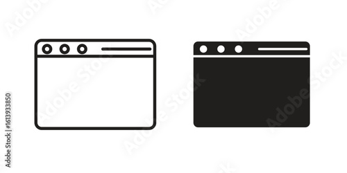 Browser icon flat and stroke style pack on white background. Vector illustrations