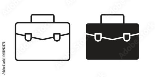 Briefcase icon flat and stroke style pack on white background. Vector illustrations