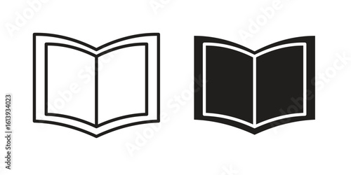 Book icon flat and stroke style pack on white background. Vector illustrations