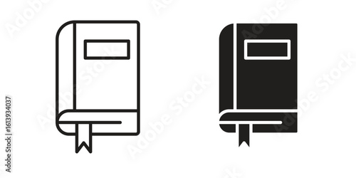 Book bookmark icon flat and stroke style pack on white background. Vector illustrations
