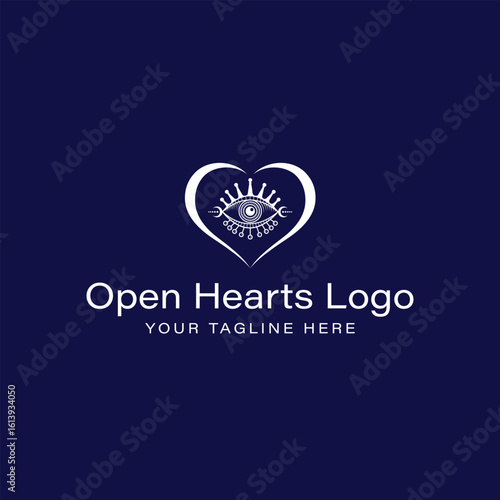 Mystic Eye in Heart Logo  Spirituality Wellness and Compassion Emblem
