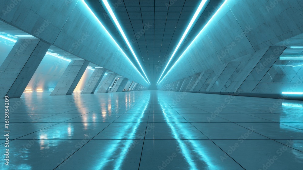 Beautiful photo of futuristic Blue Corridor with Glowing Lights. Beautiful photo of futuristic Blue Corridor with Glowing Lights.