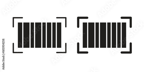 Barcode read icon flat and stroke style pack on white background. Vector illustrations