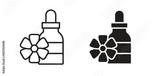 Bach flowers icon flat and stroke style pack on white background. Vector illustrations