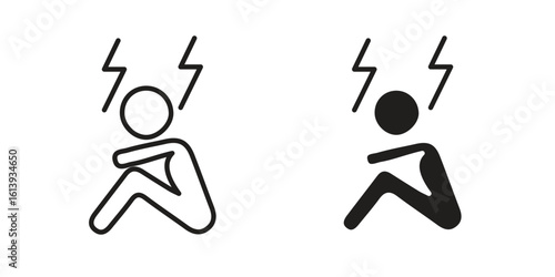 Anxiety or stress icon flat and stroke style pack on white background. Vector illustrations