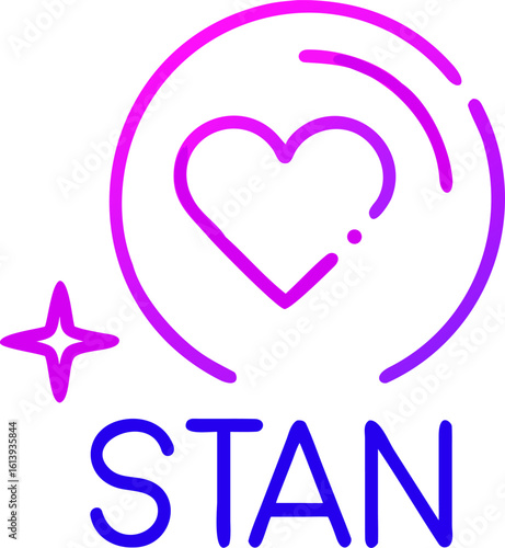Coral heart with sparkling accents and stan text