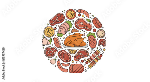 A delicious assortment of grilled meats and poultry cooked to perfection for your enjoyment