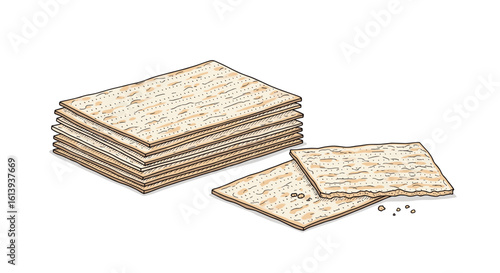 Traditional unleavened bread with perforations stacked with two pieces on the side