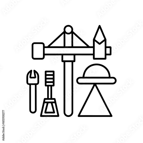 construction tools icons  industrial colors  isola