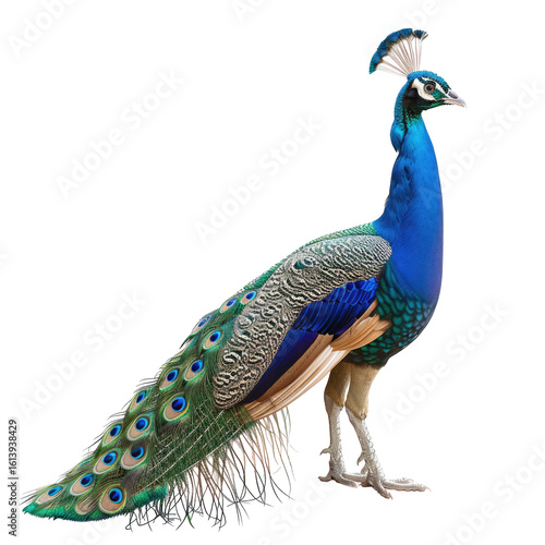 Beautiful peacock in profile
