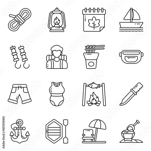 Set of Travel and Tour Linear Icons

