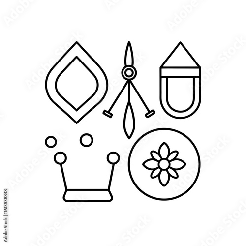 diy   handcraft icon set  artistic style  isolated