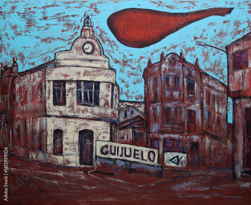 Art painting of the jamon in Guijuelo City Spain