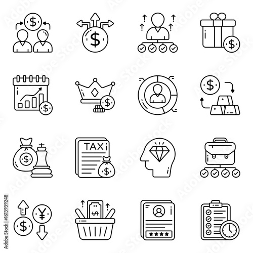 Set of Business and Finance Linear d Icons 

