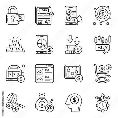 Set of Economy Linear Icons 

