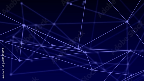Futuristic 3D Network Data Visualization - Abstract Digital Connection Structure with Chaotic Lines and Points