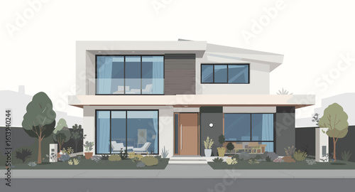 Stunning modern luxury home with clean lines and expansive glass windows, showcasing sophisticated architecture and manicured landscaping.