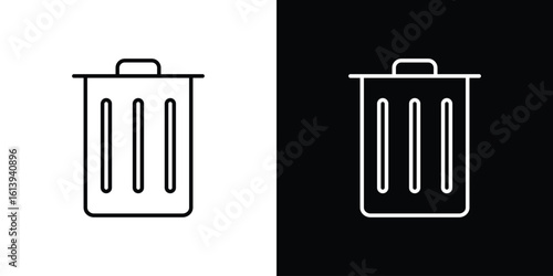 Trash icon logo vector designs. icon set in a black and white strokes