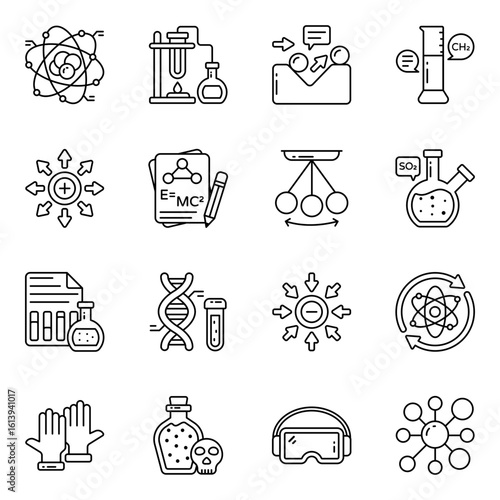 Set of Laboratory Apparatus Linear Icons